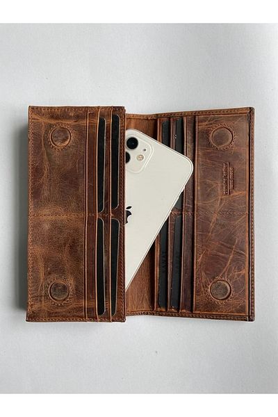 SANAT LEATHER Sl-2161 Genuine Leather Unisex Portfolio Wallet with Phone Compartment