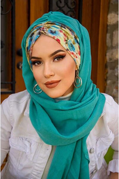 Aişe tesettür М'ятний шарф з квітковим візерунком Fulya