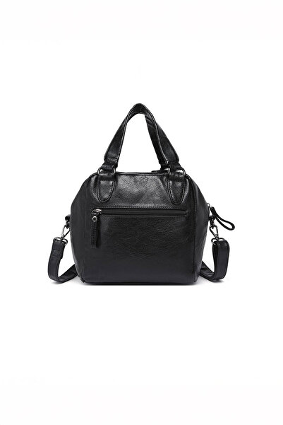 Getcho Regan Women's Black Medium Size Hand and Shoulder Bag Multi-Pocket Zippered Short Handle and Long Strap Daily