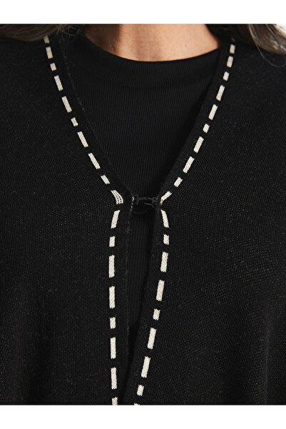 LC Waikiki Sparkling Choices from Shining Store | Women's Shawl Collar Plain Knit Poncho