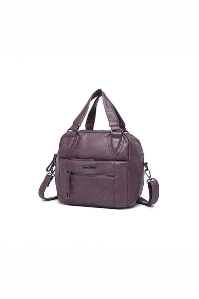 Getcho Regan Women's Plum Medium Size Hand and Shoulder Bag Multi-Pocket Zippered Short Handle and Long Strap Daily