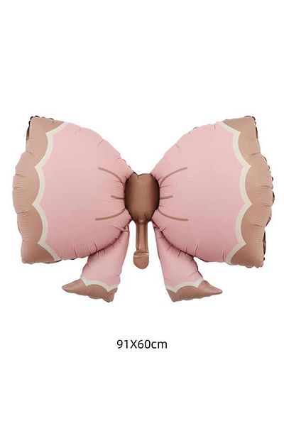 Patladı Gitti Retro Bow Pastel Foil Balloon Large Size Pink 91-60 cm
