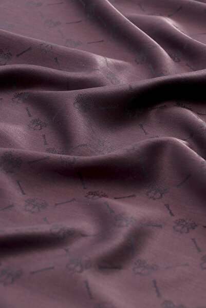 Bursa İpek Dark Dusty Rose Monogram Pattern Jacquard Silk Shawl