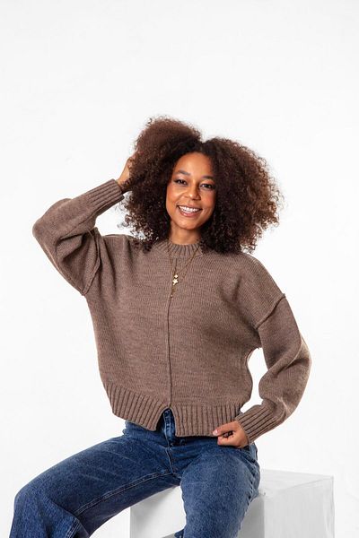 Figo Crew Neck Front Stitched Women's Sweater