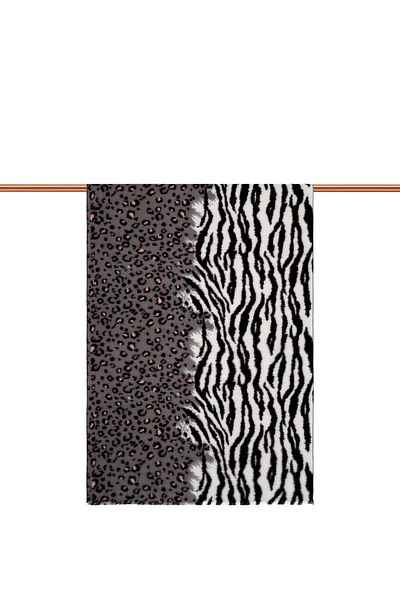 Bursa İpek Gray Leopard Zebra Pattern Winter Shawl