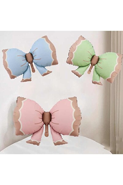 Azebu Retro Fiyonk Pastel Folyo Balon Büyük Boy Pembe 91-60 Cm