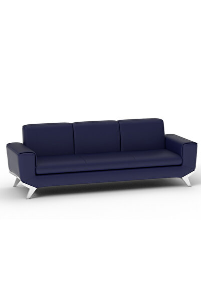 Mahmayi أريكة بثلاثة مقاعد مصنوعة من الجلد الصناعي باللون الأزرق، أثاث عصري وأنيق لغرفة المعيشة