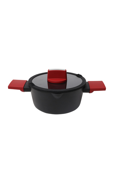BETTY CROCKER Non-Stick Casserole & Glass Lid 24Cm Black