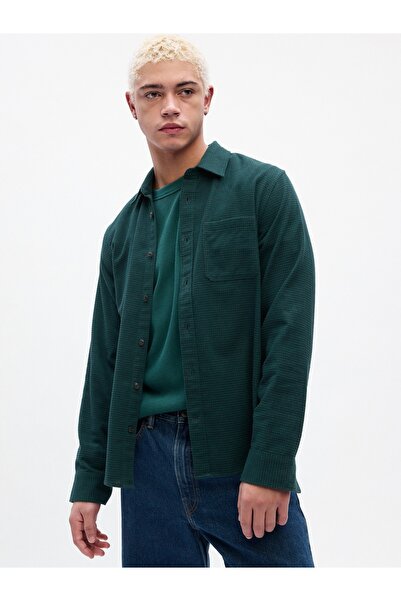 GAP Erkek Koyu Yeşil Standard Fit Flannel Gömlek