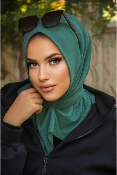 Aişe tesettür Eșarfă gata confecționată din spumă verde petrol