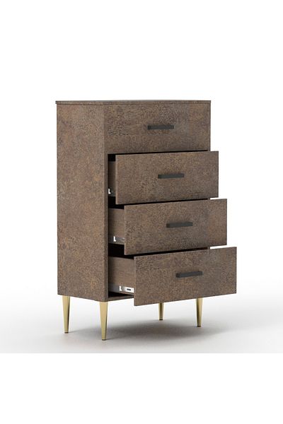 Mahmayi Wooden Chest Drawer with 4 Drawers Cabinet for Living Room-Ferro Bronze MFC Board