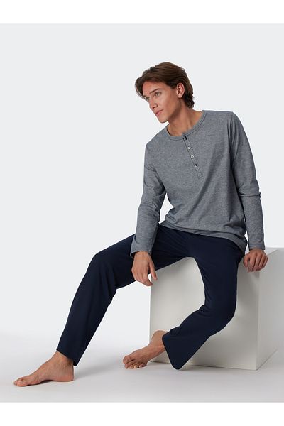 Schiesser Pyjama Ebony Schlafanzug Pyjama Schlafmode Bequem