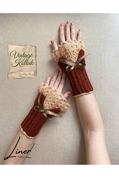 Liner Sepya Vintage Kolluk/Eldiven-El Yapımı