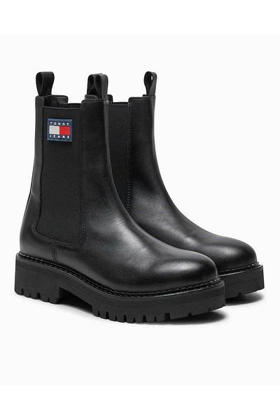 Tommy Hilfiger Dámské černé boty Chelsea - bez tkaniček a logo značky En0En02629