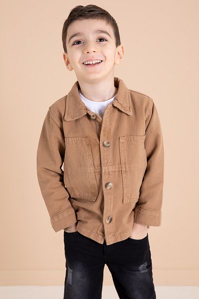 Cansın Mini Coffee Jean Jacketed Trousers Boy's 3 Piece Suit 20013