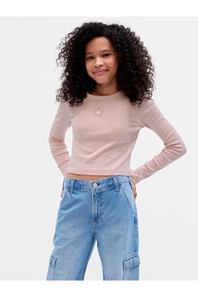 GAP Kız Çocuk Pembe %100 Organik Pamuk Grafikli T-Shirt