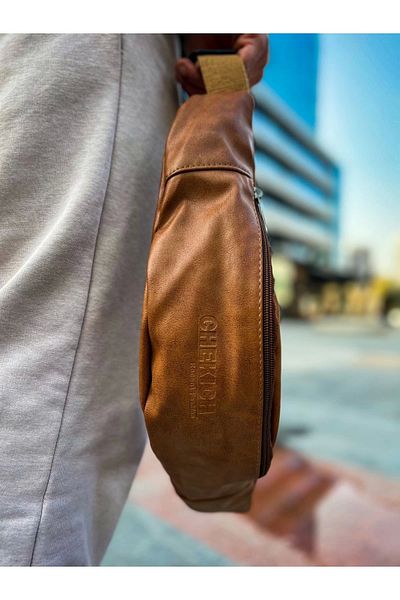 Chekich Kömen Cnt010 Skin Δερμάτινη ανδρική τσάντα χιαστί καφέ