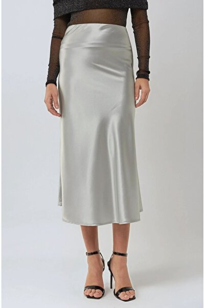Hiccup High Waist Satin Midi Skirt