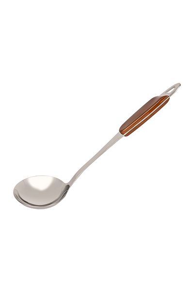 ROYALFORD RF9773 Stainless Steel Ladle with Wooden Finish Handle