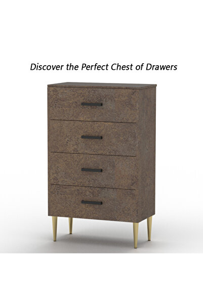 Mahmayi Wooden Chest Drawer with 4 Drawers Cabinet for Living Room-Ferro Bronze MFC Board