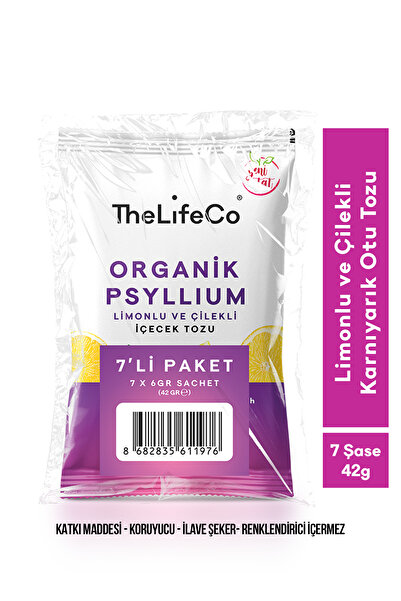 The LifeCo Organik Psyllium - Karnıyarık Otu Limonlu Ve Çilekli Içecek Tozu Şase 7 Günlük
