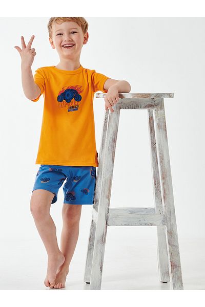 Schiesser Pyjama Boys World Cotton Schlafanzug Schlafmode Bequem