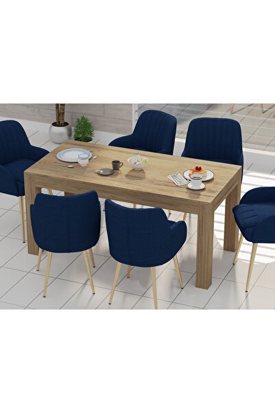 Mahmayi 6-Seater Wooden Dining Table for Kitchen, 160cm, Vintage Santa Fe Oak Finish