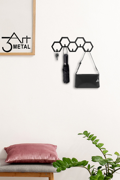 3art Metal 5-Hook Wall Mounted Honeycomb Metal Key Holder