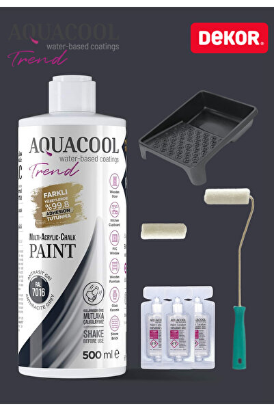 Aquacool Trend Su Bazlı Akrilik Hobi Boya 500 ml Rulo Katalizör Boyacı Tavası Hibrit Dönüşüm Boyası Seti Ral 7016