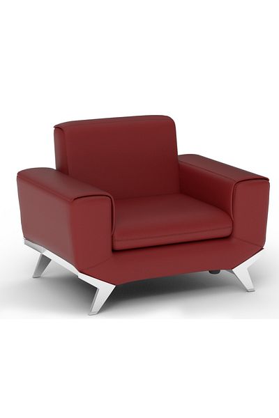 Mahmayi Maroon PU Leatherette Single Seater Sofa, Comfortable Living Room Furniture