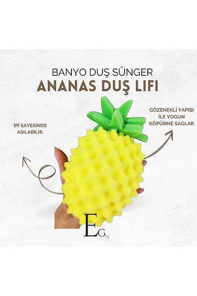 Elite Avm Pineapple Shaped Bath Shower Washcloth Sponge