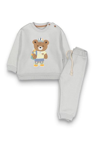 baby flamindo Baby Flamindo Plush Bear Embroidered 3 Yarn Baby Boy Suit