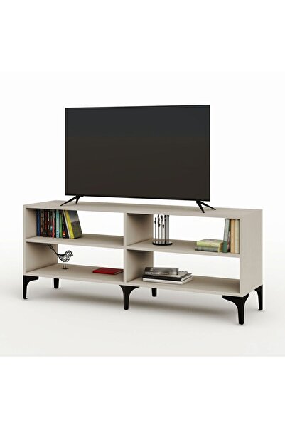 Mahmayi Modern TV Stand with 4 Open Shelves, Monitor and TV Stand for Home an...
