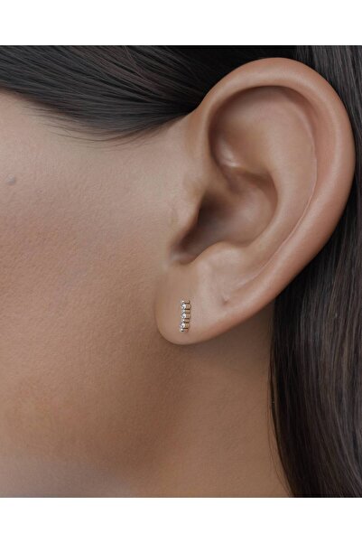 Abries Jewellery 14 Ayar Kadın Pırlanta Altın Tasarım  Minimal Water Droplets Küpe