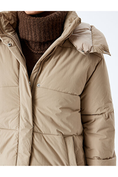 Koton Inflatable Coat Hooded Quilted Zippered Snap Button Pocket