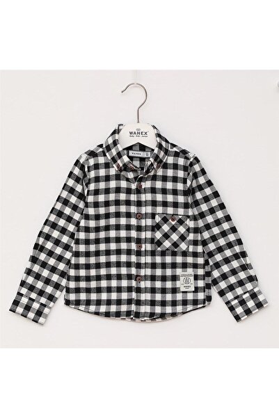 WANEX Erkek Çocuk Uzun Kol Ince Düğmeli Gömlek Gömlek - 15219 - Siyah