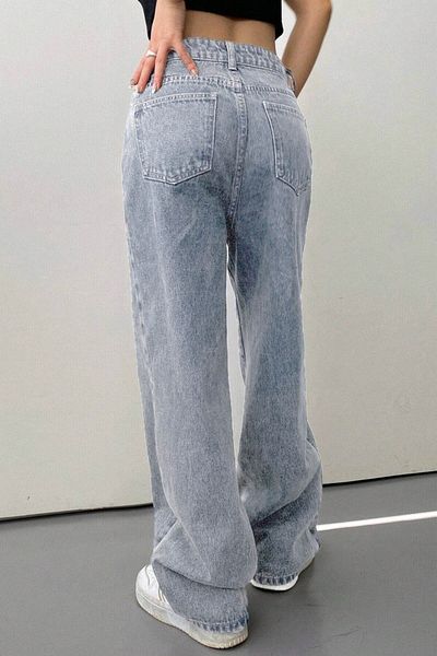 bb butik basic 6059BK Μοντέλο Viral φαρδύ τζιν παντελόνι