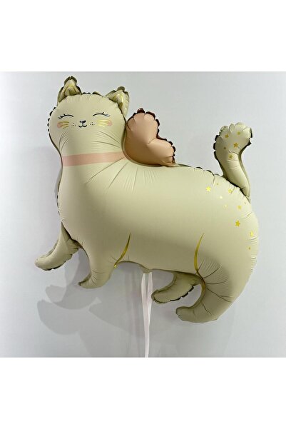 kidspartim بالون ريترو أبيض على شكل قطة مقاس 67x62 سم