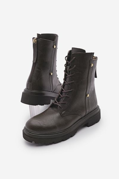 Marjin Brown Women's Boots - Staple Detailed, Back Zipper, Thick Sole Likesta