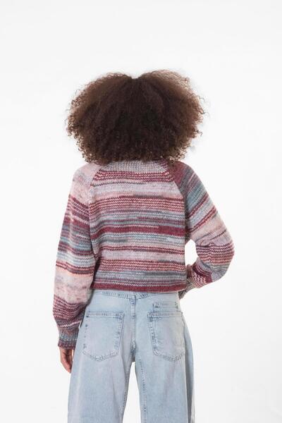 Figo Pulover din tricot cu mâneci raglan cu gât roscat