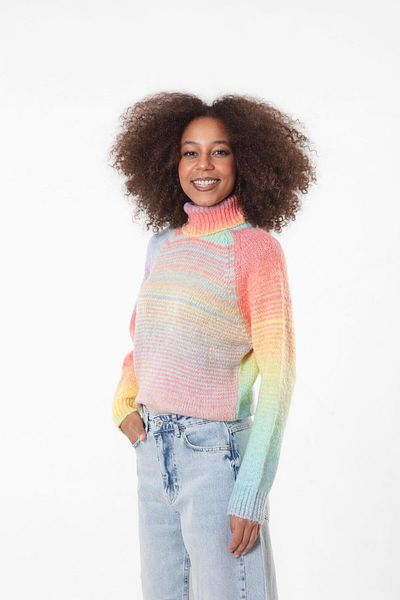 Figo Turtleneck Raglan Sleeve Ribbed Knitwear Sweater
