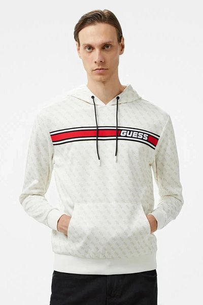 Guess NEW KORBIN HOODIE SW سويت شيرت أبيض للرجال Z4BQ30FL04Q-P05N