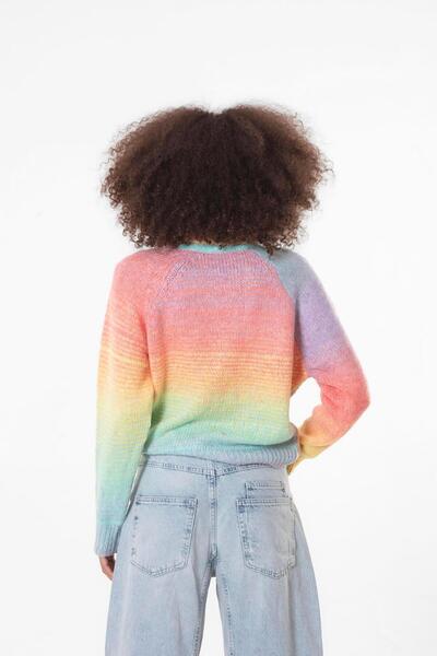 Figo Pulover din tricot cu mâneci raglan cu gât roscat