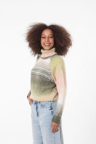 Figo Turtleneck Raglan Sleeve Ribbed Knitwear Sweater