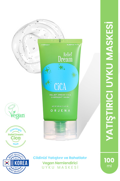 Orjena Relief Dream Cica Overnight Mask - 100ml Moisturizing and Soothing Sleeping Table
