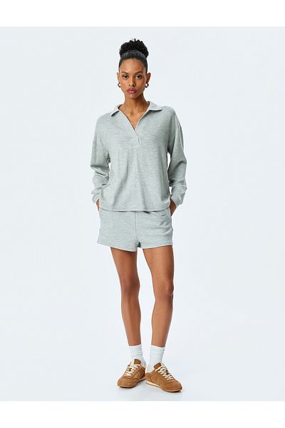 Koton Modal Fabric Viscose Oversize Mini Shorts with Tie Waist Pocket Detail