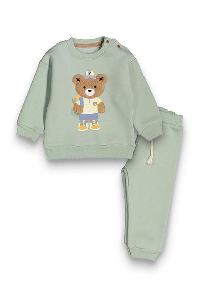 baby flamindo Baby Flamindo Plush Bear Embroidered 3 Yarn Baby Boy Suit