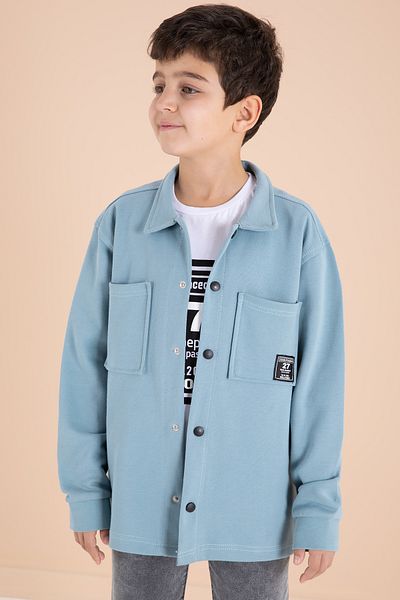 Cansın Mini Cămașă cu emblema albastră și pantaloni blugi Costum 3 piese pentru băiat 19995