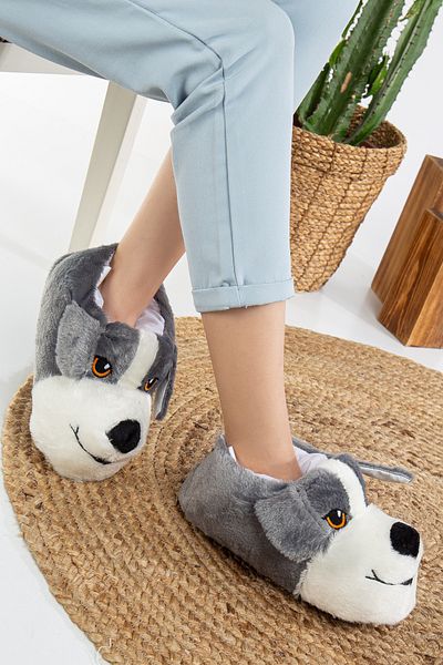 Jackers Γυναικείες παντόφλες με μαλακή σόλα Dog Figured Home Boots