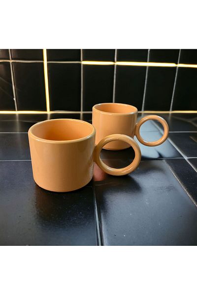 WPAWZ 2 Cups with 8 cm Orange Ring Handles